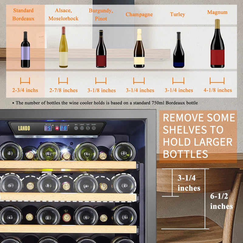 130 Bottle Built-In Dual Zone Wine Refrigerator 24 Inch Width