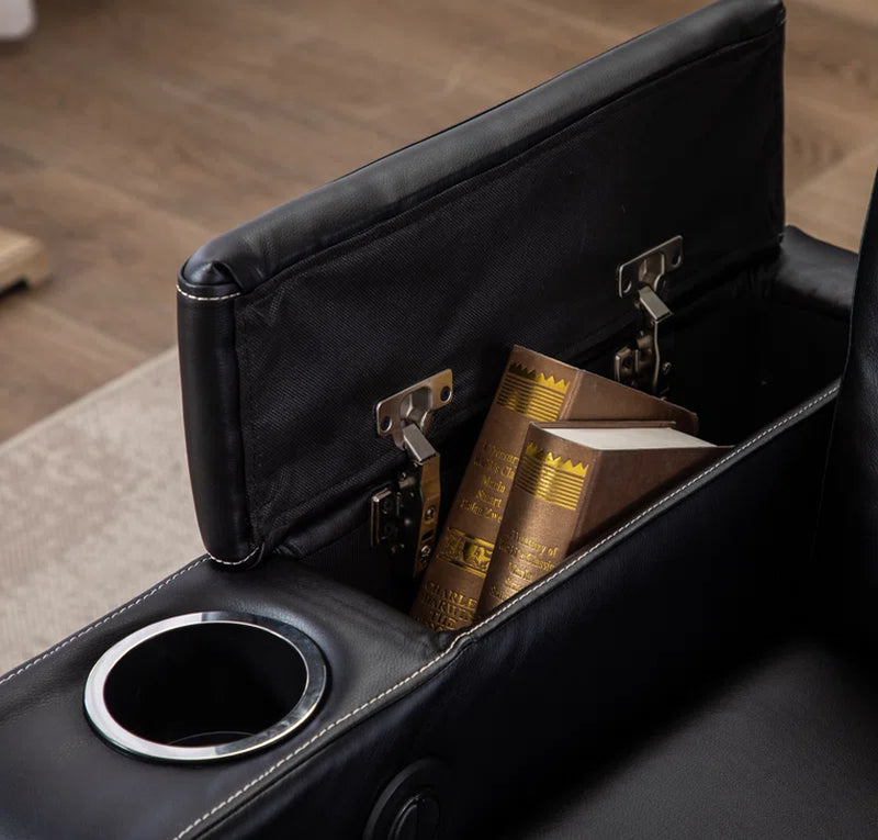 36.22" W Luxury Individual Seat Top Faux Leather Home Theater Seat Recliners Quadruple Seat with USB & Dual Cup Holders & Arm Storage (Set of 4)