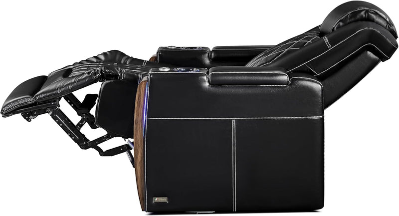 Valencia Tuscany Executive Premier Home Theater Seating with Heat & Massage, Top Grain Italian Nappa 11000 Leather Power Recliner Chair with Headrest & Lumbar Support (Row of 5, Black)