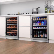 48 In. Triple Zone 46-Wine Bottles and 220-Cans Beverage and Wine Cooler Side-By-Side Refrigerator Frost Free in Black
