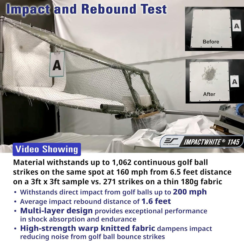 Golf Simulator Impact Screen 13 Ft X 10 Ft – Enclosed Golf Hitting Screen for Training & Multi-Sport Simulation, Golfsim Bay, GSB13X10-IPW1145