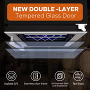 48 In. Triple Zone 46-Wine Bottles and 220-Cans Beverage and Wine Cooler Side-By-Side Refrigerator Frost Free in Black