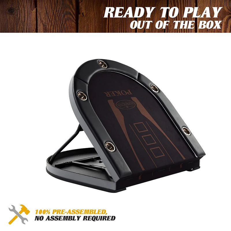 Barrington 10 Player Folding Poker Table with LED Lights – No Assembly Required, Casino Style with Steel Cup Holders & Padded Rails