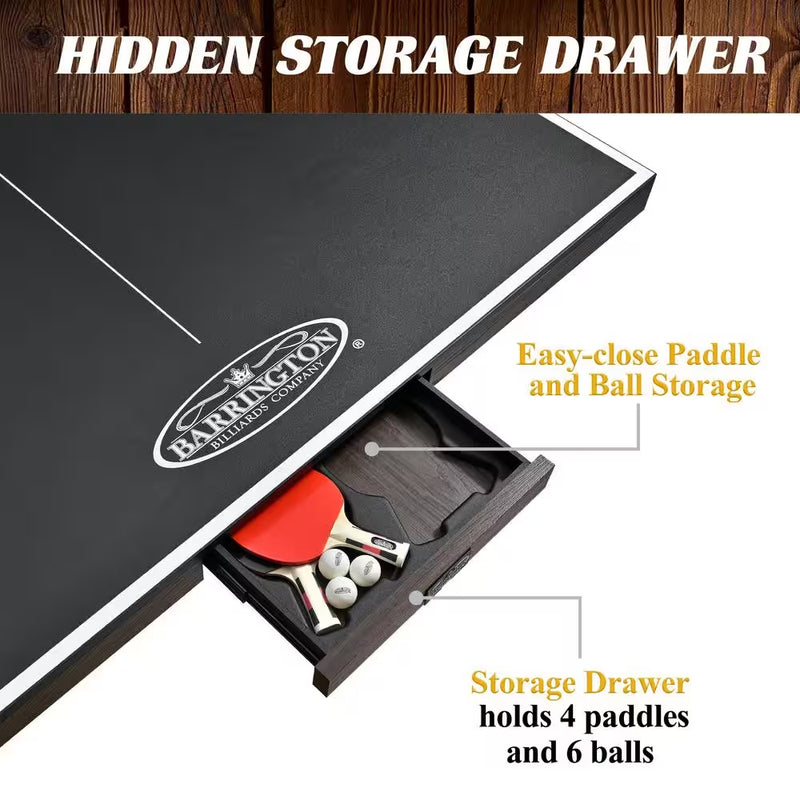 9 Ft. Fremont Indoor Ping Pong Tennis Table, Official Size Furniture Quality with Metal Net and Storage Drawer