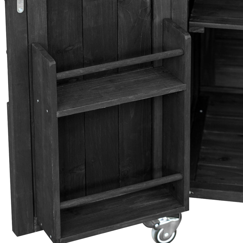 K&K Outdoor Kitchen Island with Rolling Bar Cart and Storage Cabinet