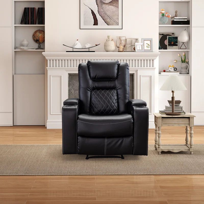 36.22" W Luxury Individual Seat Top Faux Leather Home Theater Seat Recliners Quadruple Seat with USB & Dual Cup Holders & Arm Storage (Set of 4)