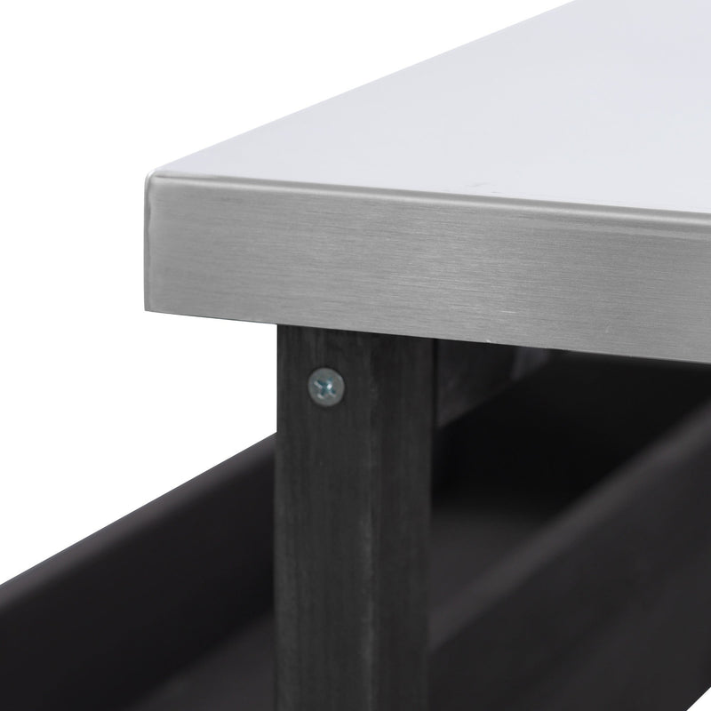 K&K Outdoor Kitchen Island with Rolling Bar Cart and Storage Cabinet