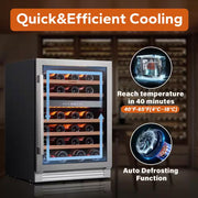 48 In. Triple Zone 46-Wine Bottles and 220-Cans Beverage and Wine Cooler Side-By-Side Refrigerator Frost Free in Black