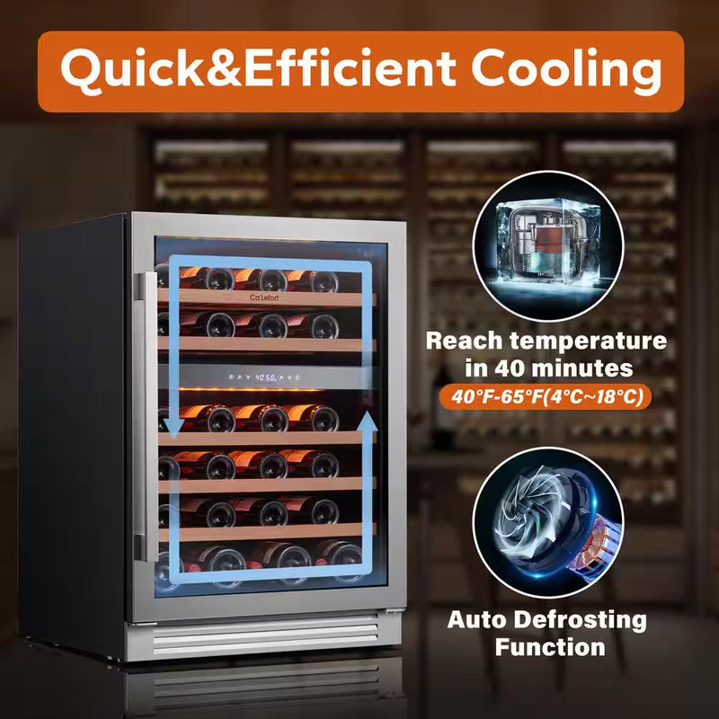 48 In. Triple Zone 46-Wine Bottles and 220-Cans Beverage and Wine Cooler Side-By-Side Refrigerator Frost Free in Black