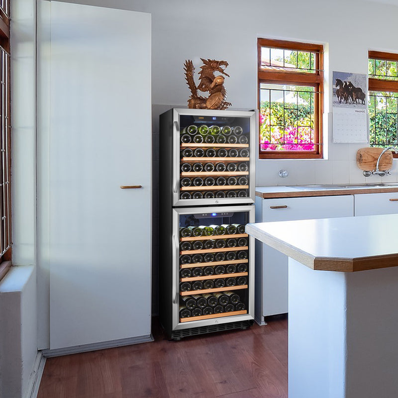 130 Bottle Built-In Dual Zone Wine Refrigerator 24 Inch Width