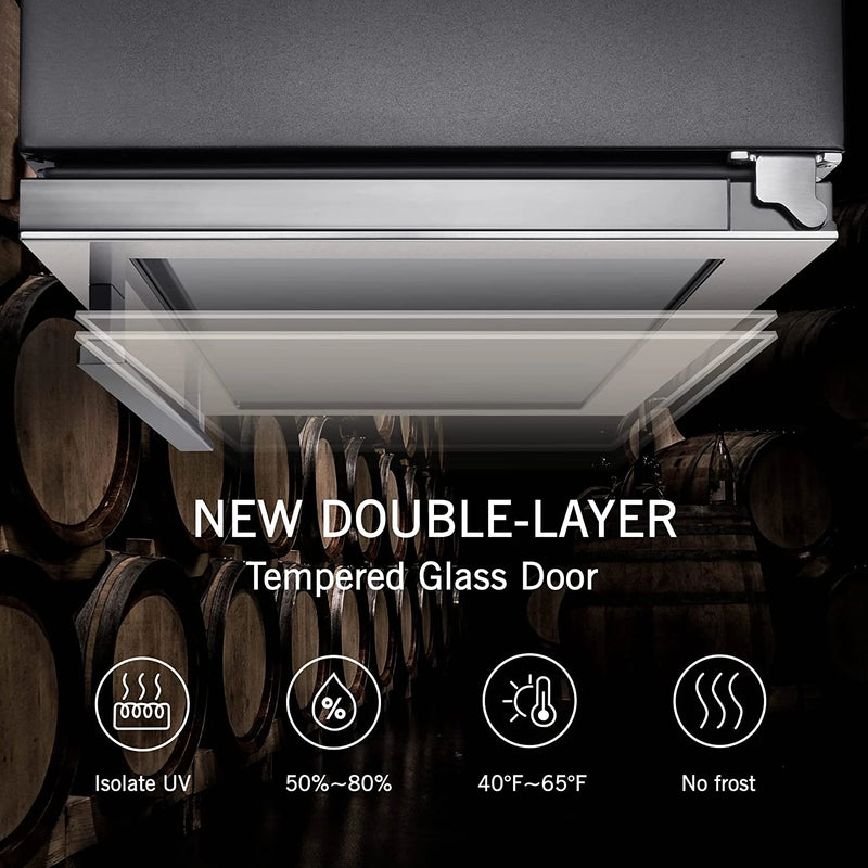 30 Inch Wine Fridge,Built-In or Freestanding Wine Cooler with Digital Temperature Control & Double-Layer Glass Door for Home Office