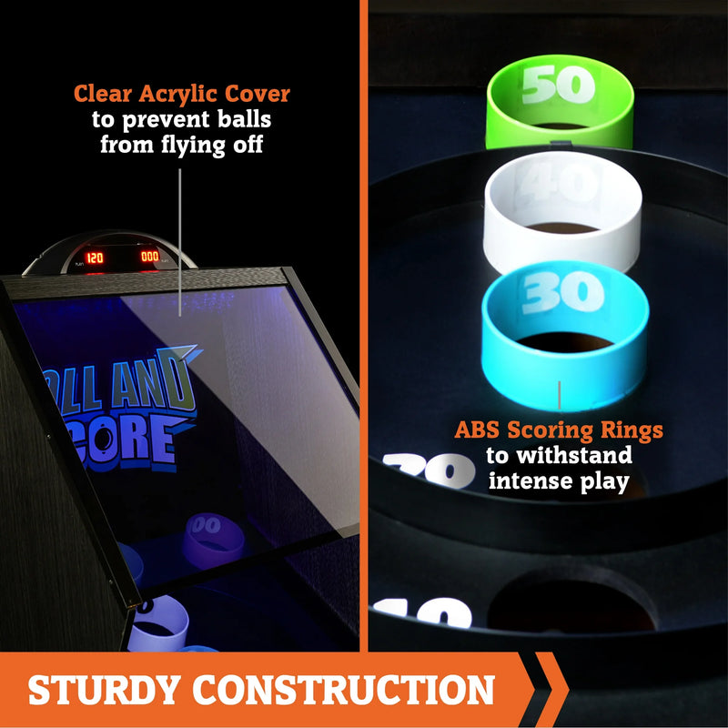 9 Ft. Arcade Roll and Score Game with LED Lights and Electronic Scorer, Black by