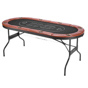 Foldable Poker Table, 8 Player 72 in Folding Casino Leisure Table with Padded Rails and Cup Holders, Oval Portable Game Tables with Felt & Metal Legs, for Texas Holdeem Game and Blackjack