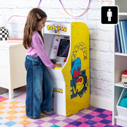 Pac Man Jr Series Free Standing Machine, 3 Games, 8" Liquid Crystal Screen - Arcade Game for Basements, Garages, or Game Rooms