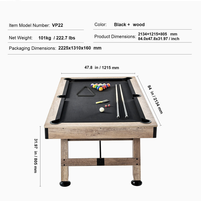 Uimoso 7Ft Billiards Table Pool Table Set Black Cloth for Family Game Room