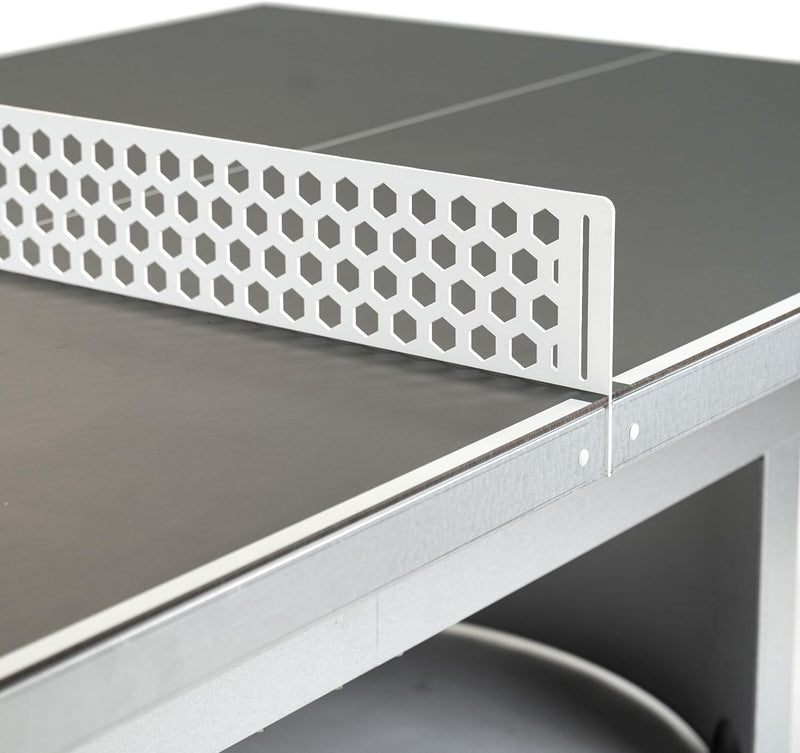 Outdoor 510 Fixed Campus Ping-Pong Table for Communities and Schools (Camping, Parks, Etc) - Competition Bounce (Blue or Grey 7Mm) - FFTT Leisure and School Approval (Grey)