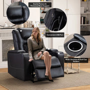 36.22" W Luxury Individual Seat Top Faux Leather Home Theater Seat Recliners Quadruple Seat with USB & Dual Cup Holders & Arm Storage (Set of 4)