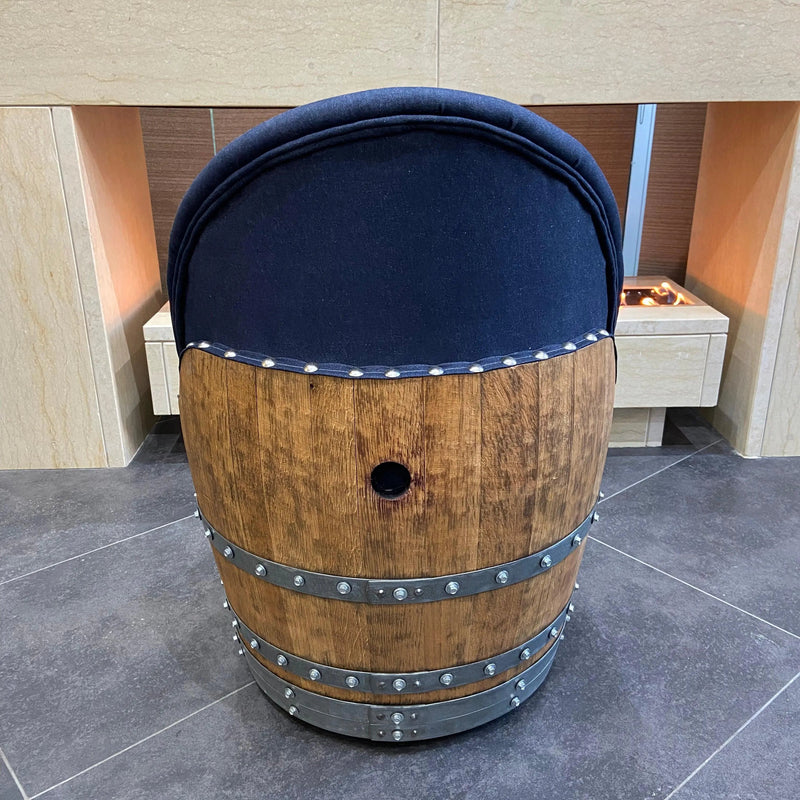 Dark Navy Blue Wine Barrel Poker Set with Removable Dining Top - Game Table & Barrel Chair - Wine Barrel Table for Dining and Poker