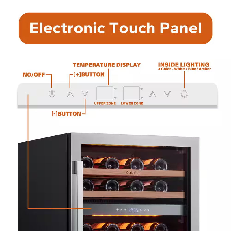 48 In. Triple Zone 46-Wine Bottles and 220-Cans Beverage and Wine Cooler Side-By-Side Refrigerator Frost Free in Black