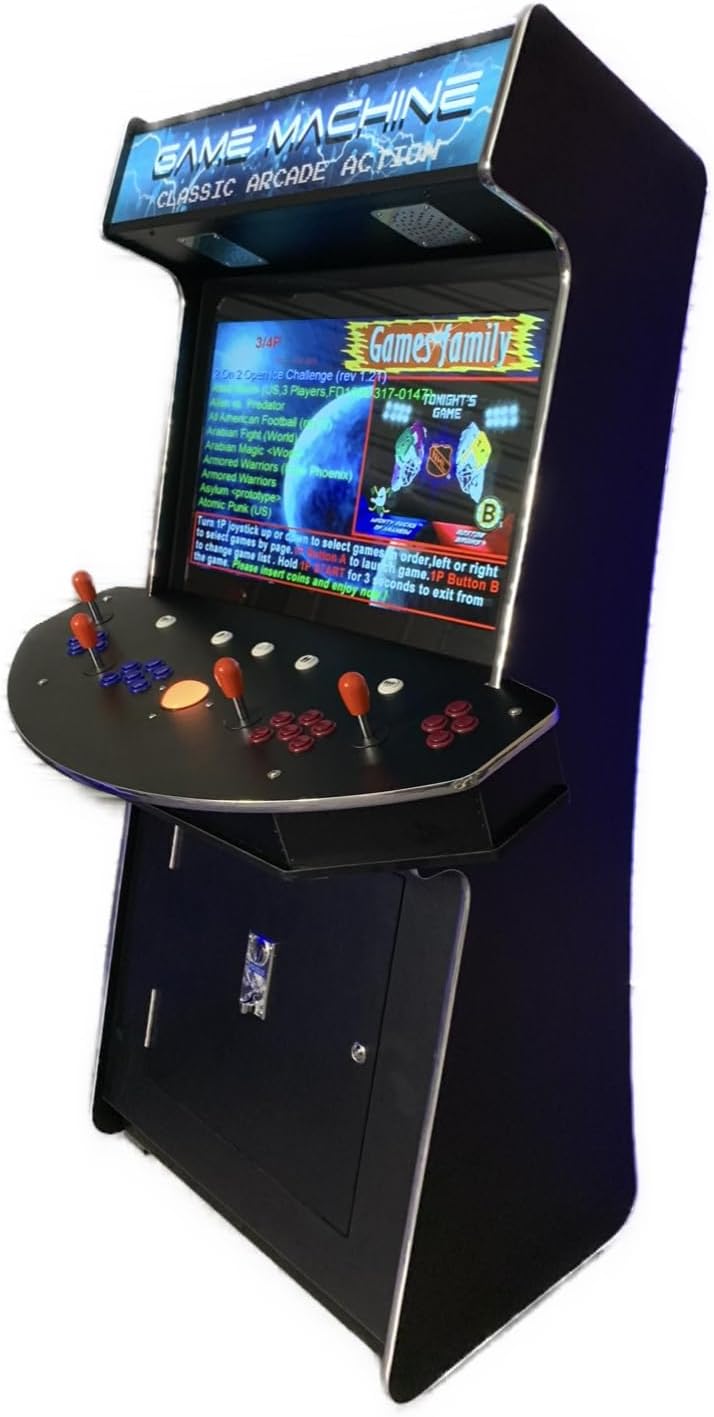 Full Size Commercial Grade Upright Standup Arcade Machine 4 Player 4600 Classic Games 32 Inch Screen Black