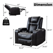 36.22" W Luxury Individual Seat Top Faux Leather Home Theater Seat Recliners Quadruple Seat with USB & Dual Cup Holders & Arm Storage (Set of 4)