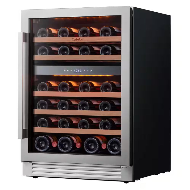 48 In. Triple Zone 46-Wine Bottles and 220-Cans Beverage and Wine Cooler Side-By-Side Refrigerator Frost Free in Black