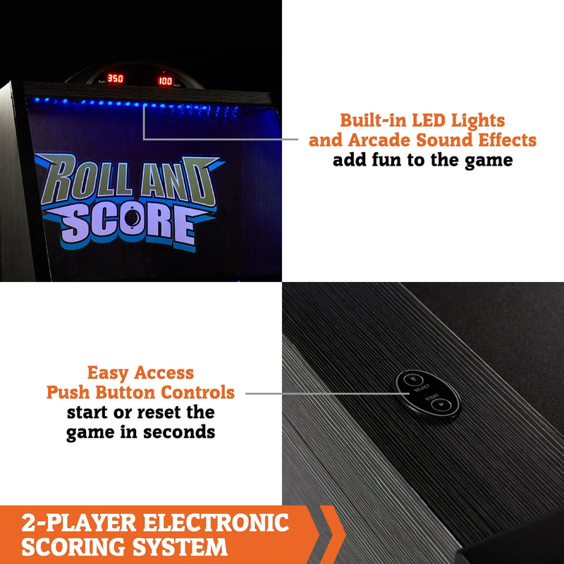9 Ft. Arcade Roll and Score Game with LED Lights and Electronic Scorer, Black by