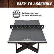 9 Ft. Fremont Indoor Ping Pong Tennis Table, Official Size Furniture Quality with Metal Net and Storage Drawer