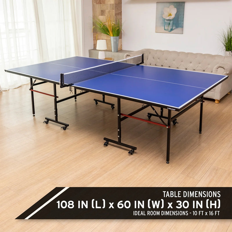 Collapsable Ping Pong Table with Net, 108 X 60 X 30 Inches, Blue