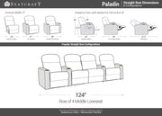 Paladin Home Theater Seating, Heat & Massage, Powered Headrest, Powered Lumbar, Italian Leather, Powered Recline, Row of 4 Middle Loveseat, Brown