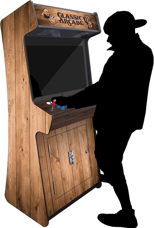 Creative Arcades Full-Size Commercial Grade Cabinet Arcade Machines | 2 Stools Included | Trackball | 5,100 Classic Games | 32" Screen (2 Player Slim, Light Pine)