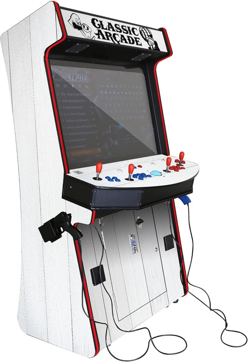 Creative Arcades Full-Size Commercial TR2 Classic Slimline Stand-Up Arcade Machine 4 Player, 2 Lightguns Included, 43" LCD HD Monitor, Trackball, 7 Color LED Lighted Trim, 9043 Games