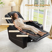 Power Recliner Chair Set of 3, Electric Soft Leather Reclining Home Theater Seating - USB Ports, Cup Holders, Hidden Arm Storage Movie & Media Room Chairs (Black)