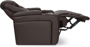 Paladin Home Theater Seating, Heat & Massage, Powered Headrest, Powered Lumbar, Italian Leather, Powered Recline, Row of 4 Middle Loveseat, Brown