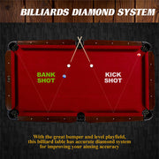 7.5 Ft Billiard Pool Table with Cue Rack, Dartboard, and Game Accessories, Burgundy, by