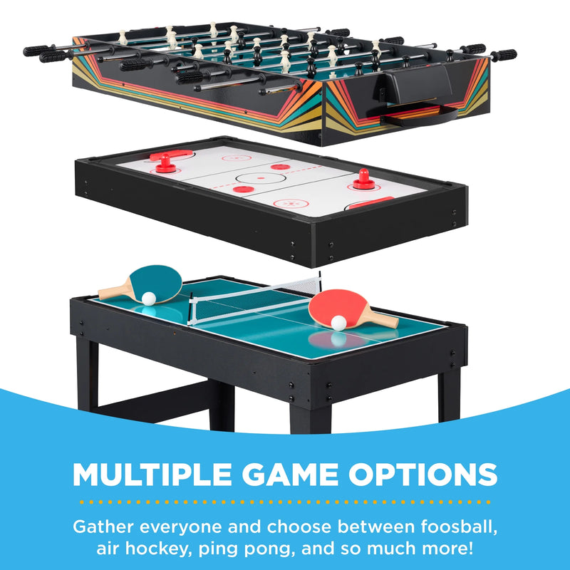 2X4Ft 10-In-1 Combo Game Table Set W/ Hockey, Foosball, Pool, Shuffleboard, Ping Pong - Arcade