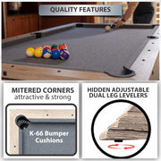 7 FT 3 in 1 Multi Game Pool Table with Dining Top Ping Pong Table Combo, Includes Pool Table Accessories and Tennis Paddles.