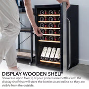 19 In. 34 Bottle Wine Cooler Fridge W/ Lock Freestanding Stainless Steel Display Rack and LED Display