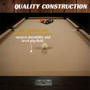 7.5 Ft Billiard Pool Table with Cue Rack, Dartboard, and Game Accessories, Tan, by