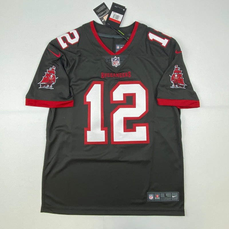 Autographed/Signed Tom Brady Tampa Bay Buccaneers Pewter Grey Authentic Nike Limited Football Jersey Fanatics COA/LOA
