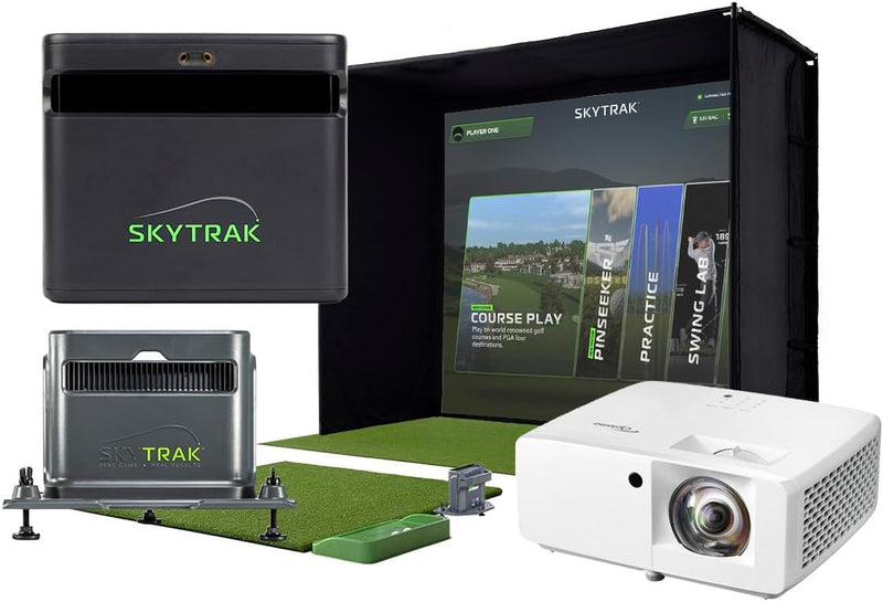 ST MAX Golf Simulator Ultimate Studio Package – Dual Radar & Photometric Launch Monitor with Speed Training, Impact Screen, HD Projector, Hitting Mat & Enclosure for Home or Garage