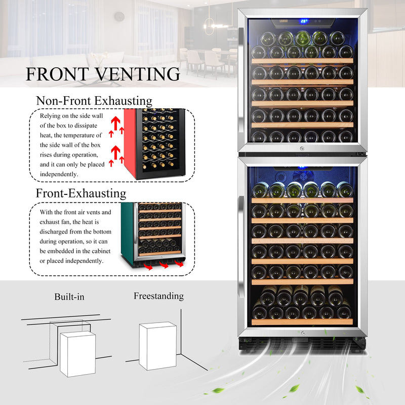 130 Bottle Built-In Dual Zone Wine Refrigerator 24 Inch Width