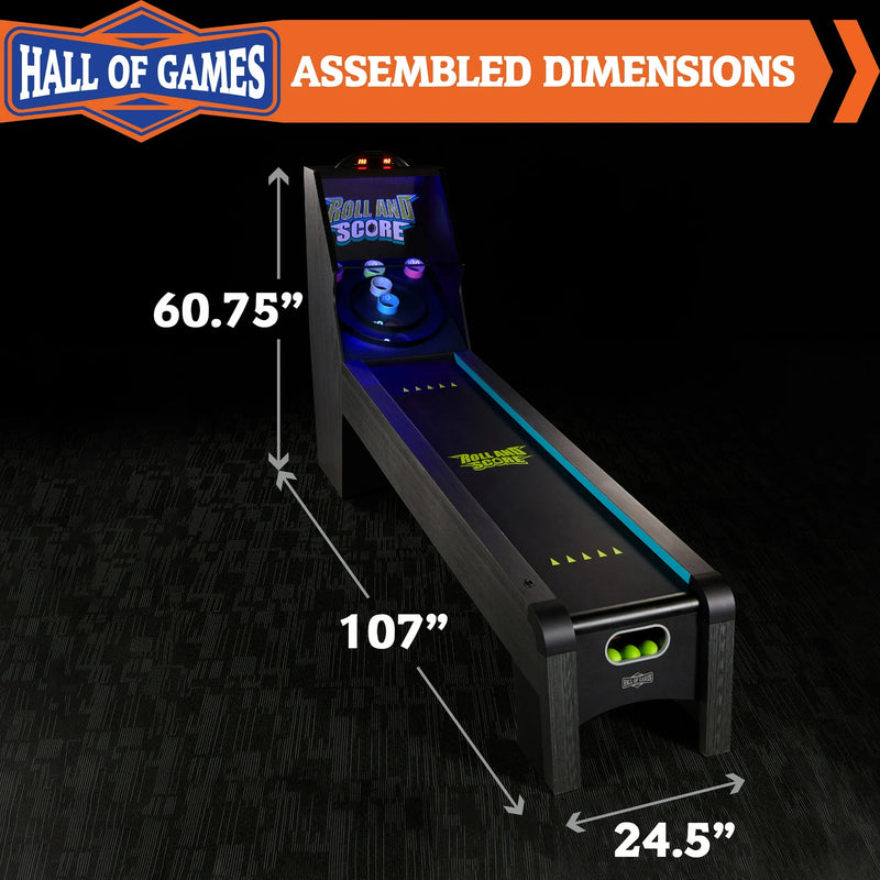 9 Ft. Arcade Roll and Score Game with LED Lights and Electronic Scorer, Black by