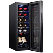 Single Zone 12-Bottle Freestanding Wine Cooler Refrigerator with Lock in Black