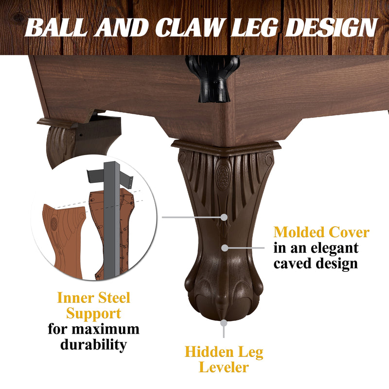 7.25 Ft Winstead Pool Table - Full Size Billiard Table with Complete Accessories Set, Green, by