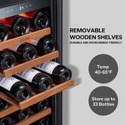 30 Inch Wine Fridge,Built-In or Freestanding Wine Cooler with Digital Temperature Control & Double-Layer Glass Door for Home Office