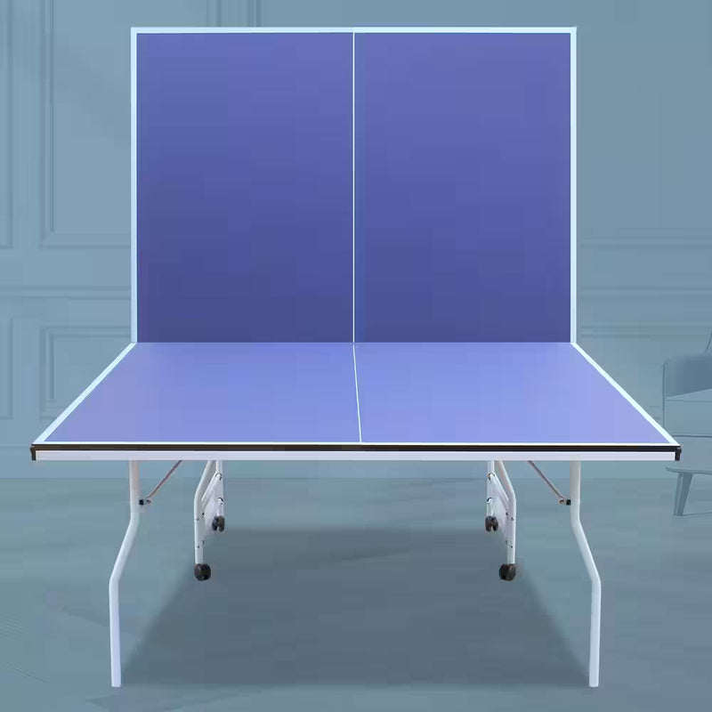 9 Ft. Blue Table Tennis Table Foldable and Ping Pong Table Set for Indoor and Outdoor Games W/Net, 2 Paddles and 3 Balls