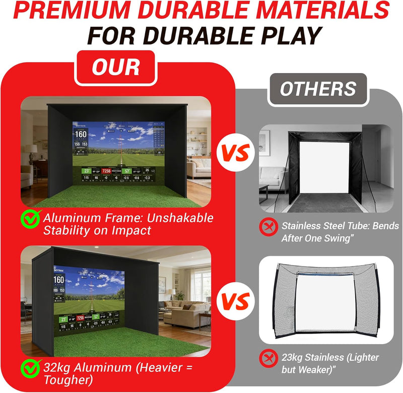 Indoor Golf Simulators Enclosure 10 X 8FT with HD Impact Screen & Durable Aluminum Frame,30 Minutes Quick Setup Golf Simulators Equipment for Home, Backyard & Garage.