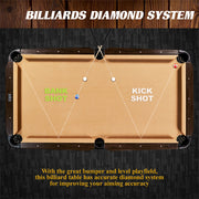 7.5 Ft Billiard Pool Table with Cue Rack, Dartboard, and Game Accessories, Tan, by