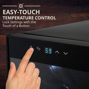 Single Zone 12-Bottle Freestanding Wine Cooler Refrigerator with Lock in Black